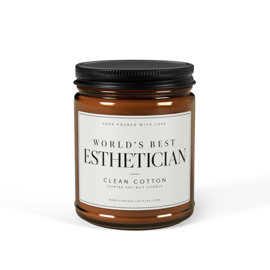 World’s Best Esthetician Candle | Clean Cotton | 9 oz Gift for Estheticians