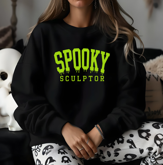 Spooky Sculptor Neon Green Halloween Sweatshirt